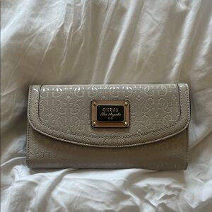 GUESS Taupe Logo Clutch